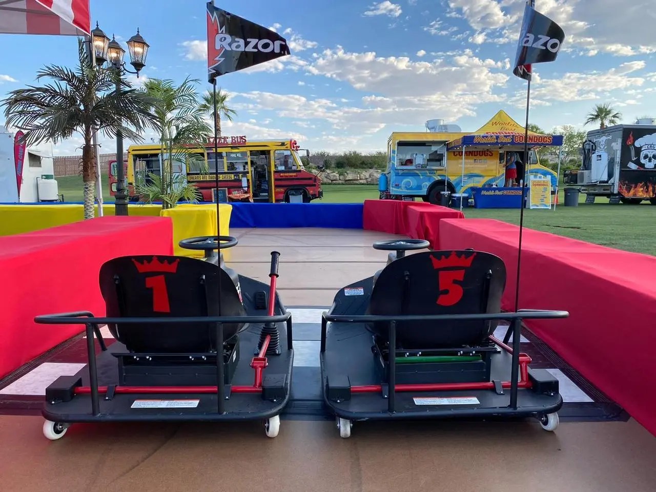 Go Kart Track Checkerboard Pattern Food Trucks Outdoor Event Production Las Vegas