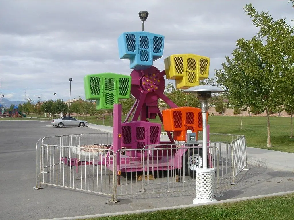 Multi Colored Carnival Ride Magenta Gondolas Outdoor Event Production Las Vegas