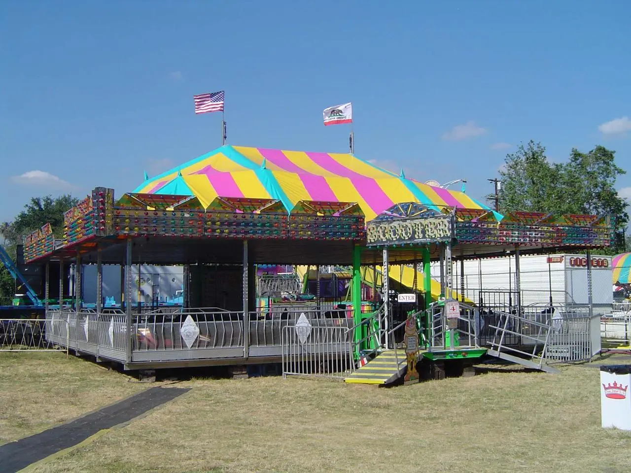 Scooter Bumper Car Ride Striped Canopy American Flag Carnival Event Production Las Vegas