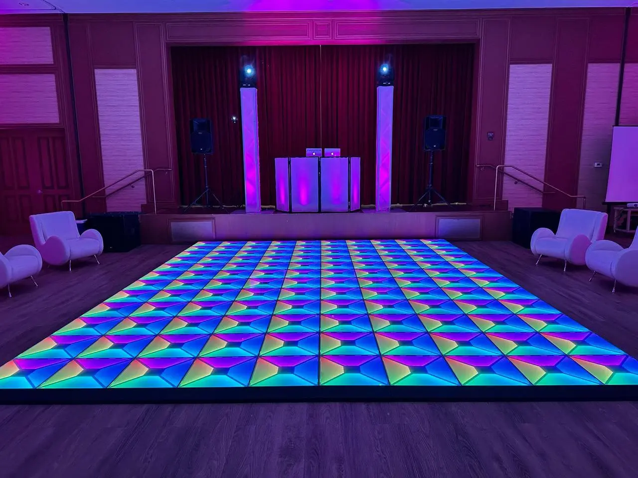 Colorful LED Dance Floor DJ Stage Event Production Las Vegas