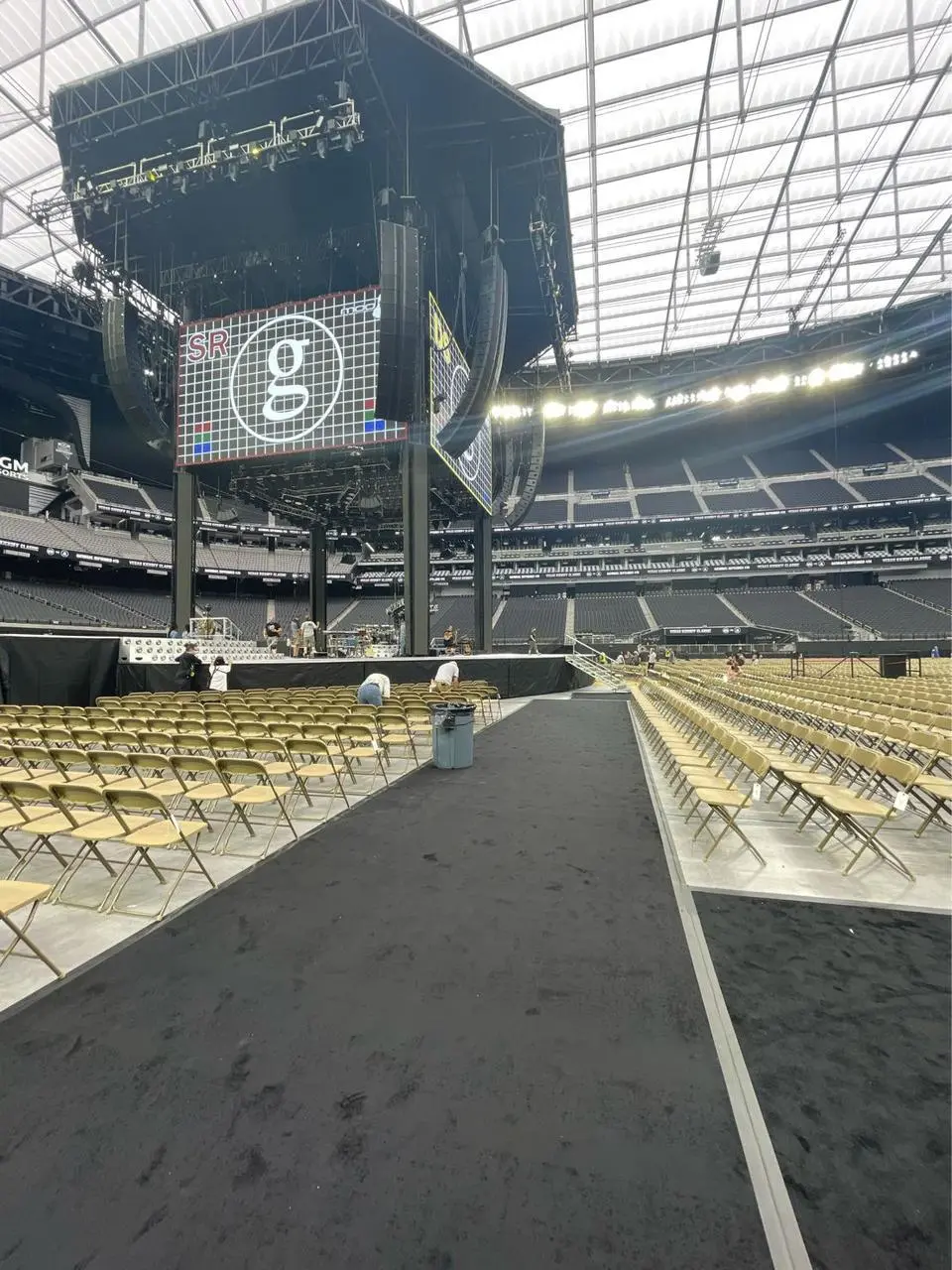 Indoor Stadium Carpet Installation Concert Event Production Las Vegas