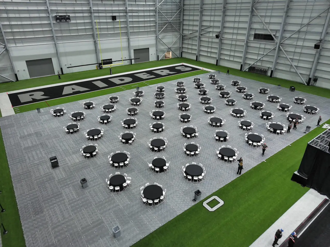 Raiders Facility Indoor Event Grey Flooring Tables Chairs Event Production Las Vegas