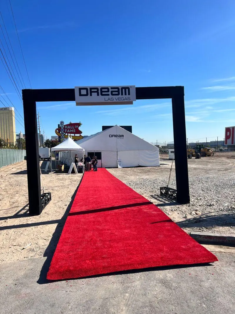Red Carpet Entrance Archway White Tents Outdoor Event Production Las Vegas