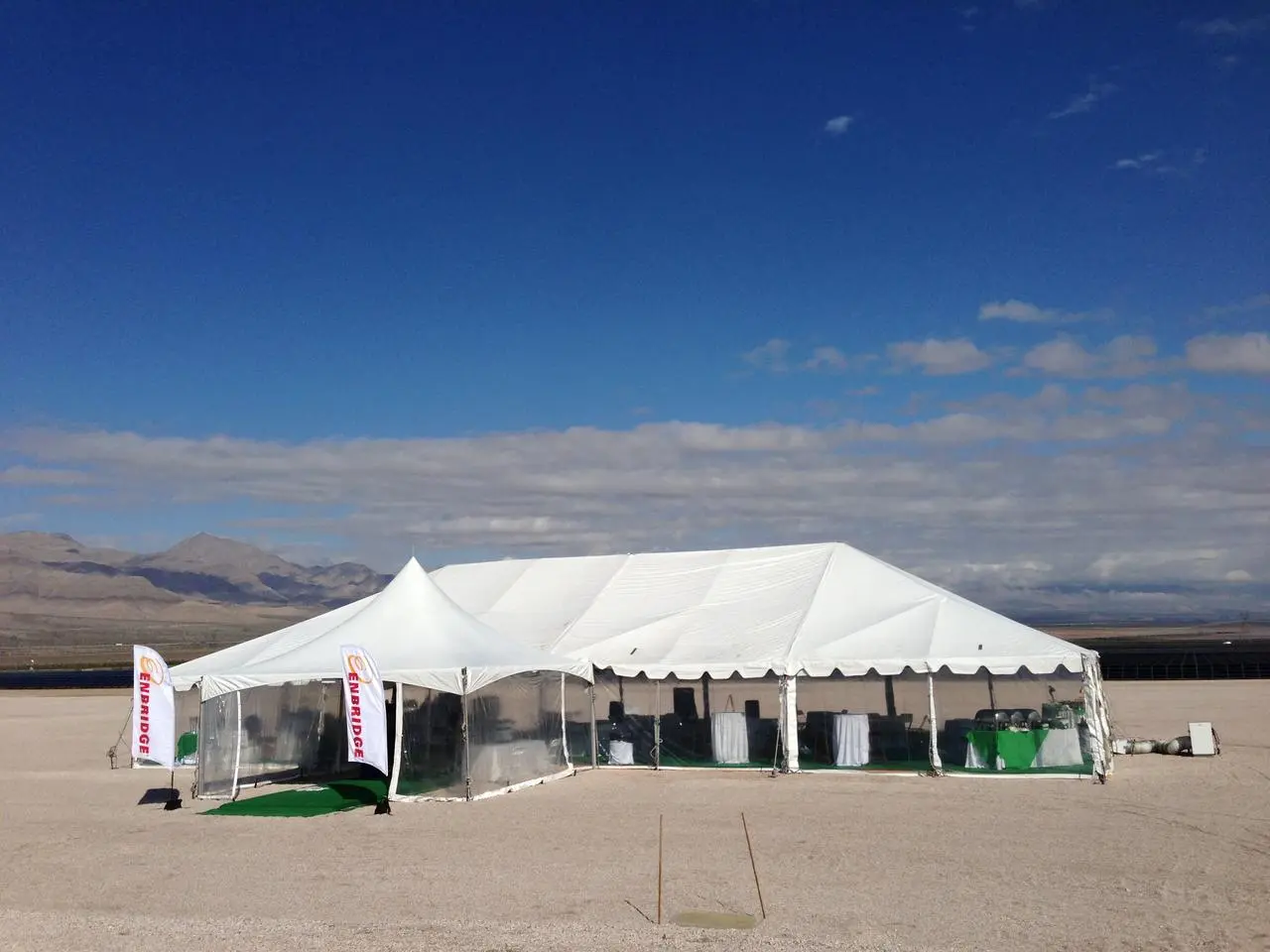 Enbridge event tent desert installation with clear panels in Las Vegas