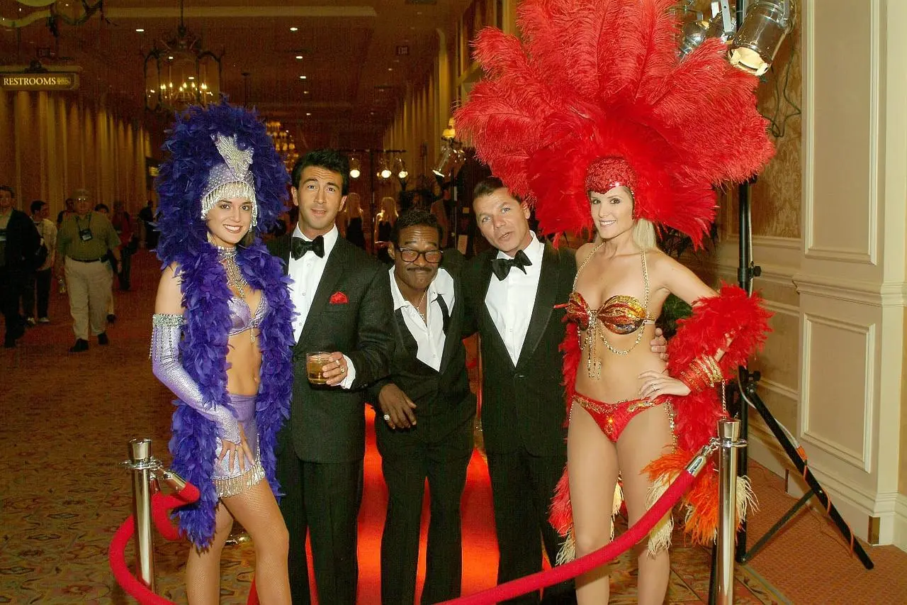 Las Vegas showgirls on red carpet entrance for event entertainment