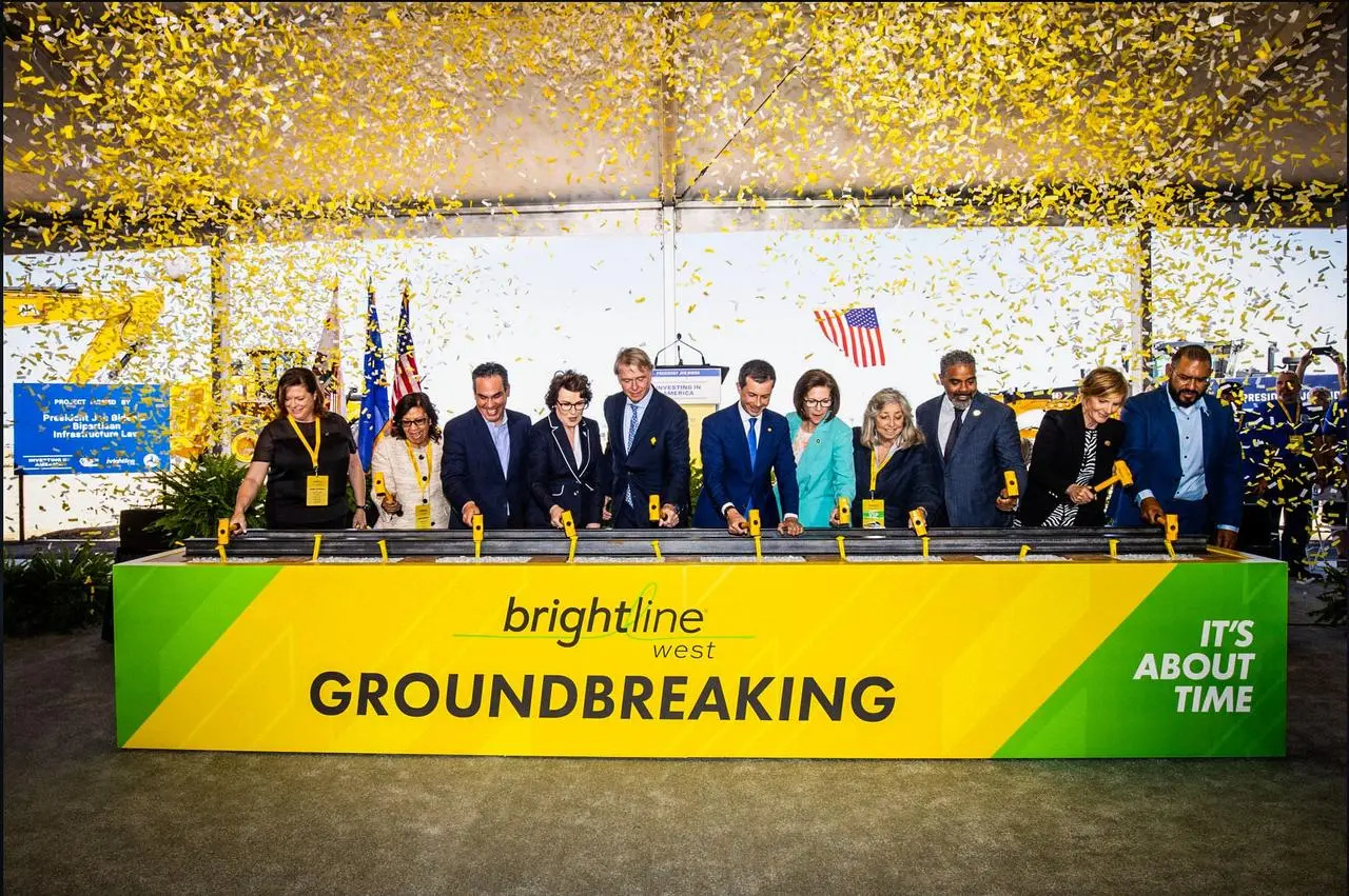 Brightline West groundbreaking ceremony special events header for Las Vegas event production