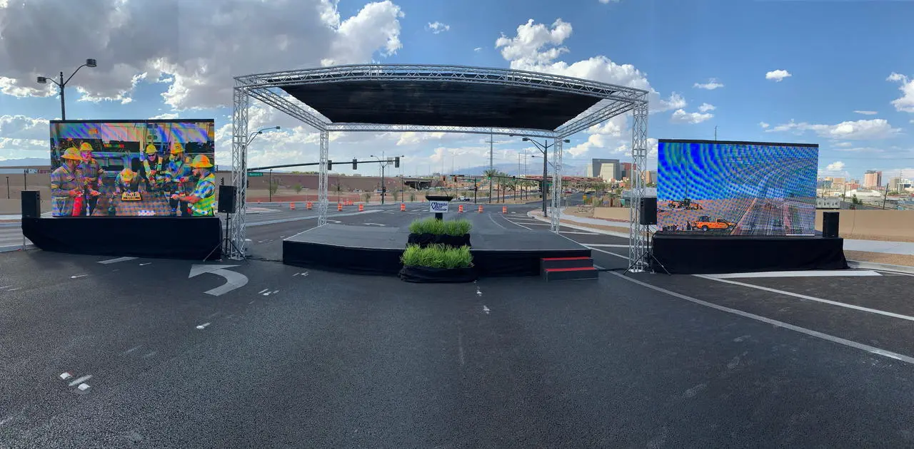 Outdoor Event Stage LED Screens Tent Structure Groundbreaking Ceremony Las Vegas