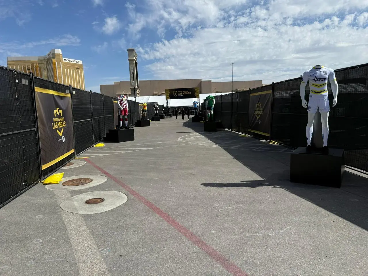 Black Mesh Fence Barriers Rugby League Event Entrance Las Vegas